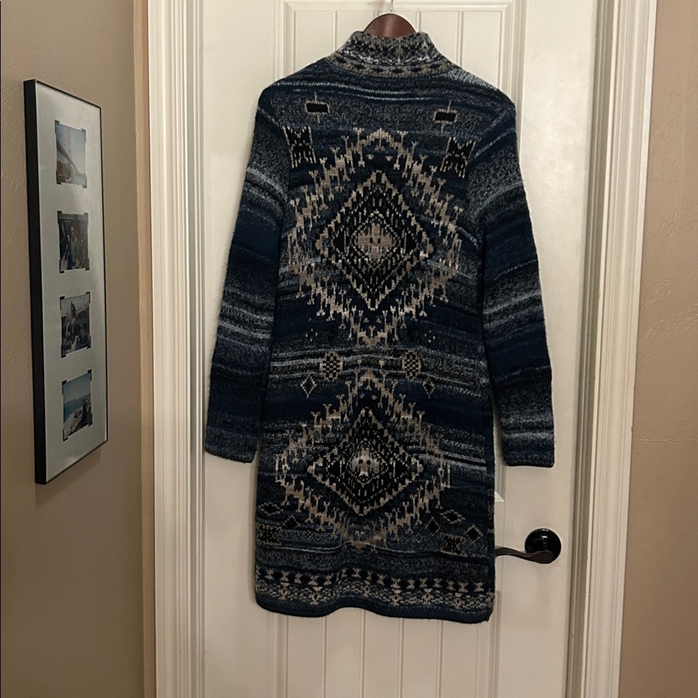 J. Jill Navy Blue Aztec design Knit long duster Cardigan - Picture 5 of 5